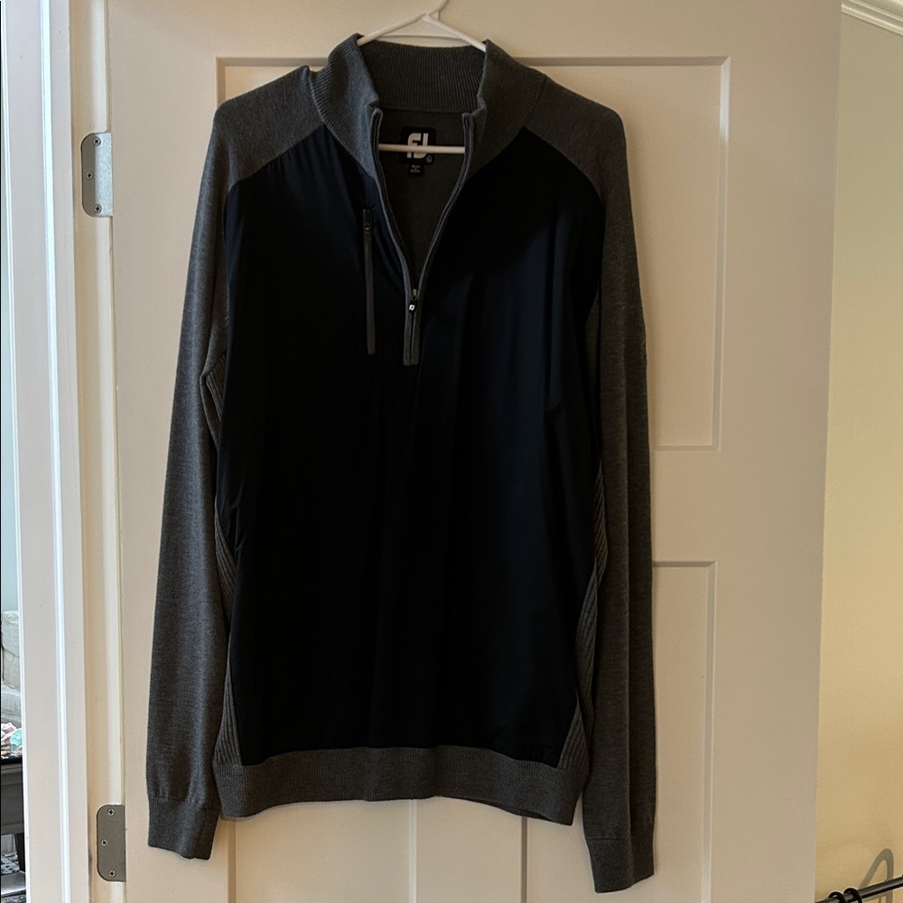 FootJoy Men's Black and Gray Zip-Up Sweater